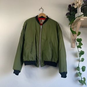 Vintage Military Green Bomber Jacket